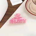 Elegant pink marble texture hair claw clip for women's hairstyling and accessories - Small Semi-circular Red