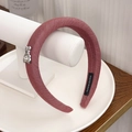 Thickened mauve sponge headband with silver bear charm and white pearl detail - Pink Camellia Style