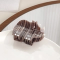Cartoon rhinoceros hair claw clip with brown marble texture and acetate material finish - Rhino