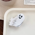 Simpatica molletta per capelli a fantasma di Halloween in acetato bianco con faccina - Fantasma