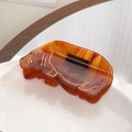 Creative hippo shaped hair claw clip in amber marble cellulose acetate for women - Hippo