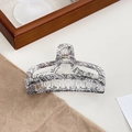 Pince à cheveux élégante en acrylique transparent avec motif dentelle noire et ressort - Style Demi-lune Noir