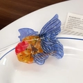 Pinza per capelli creativa a forma di pesce rosso in resina arancione e blu - Pesce Rosso Blu