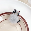 Katzen-Haarclip aus Acetat mit grauem Pompon und Marmormuster für Pferdeschwänze - Graue Katze