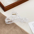 Elegant large acrylic hair claw clip with white lace pattern and gold spring detail - White Heart Style