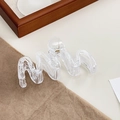 Elegant wavy acrylic hair claw clip featuring white lace patterns in clear finish - White Ripple Style