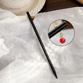 Classic cherry hair pin with black rod and red tassel pendant for traditional hanfu outfits - Cherry Wood-Look Hairpin