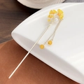 Eleganter goldener Vintage Haarnadel mit gelben Ginkgoblättern und Quasten für Hanfu - Gelbes Ginkgoblatt
