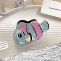 Bunte Haarklammer in Fischform aus Acetat mit schillerndem Blau und Rosa Finish - 7.9cm / Blauer Fisch