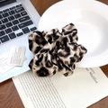 Chic leopard print scrunchie for women with stylish oversized animal pattern fabric - Coffee Leopard