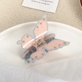 Sweet pink and blue acrylic butterfly hair claw with red strawberry pattern - Strawberry Butterfly 7.3cm (A645)