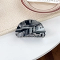 Hair claw clip featuring black and white marble geometric pattern with polished finish - Semi-circle 8.2cm / Black