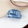 Blue marble patterned PVC hair claw clip with a stylish curved design on a ceramic plate - Semi-circle 8.2cm / Light Blue