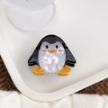 Niedliche Pinguin-Haarklammer aus schwarz-weißem Acetat mit feiner Perlmutt-Textur - Pinguin