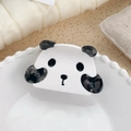 Pinza per capelli a forma di panda in acetato con finitura marmorizzata bianca e nera - Orso con Testa Grande