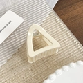 Elegante pinza per capelli triangolare color crema dal design geometrico minimalista - Triangolo Traforato Bianco Crema