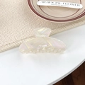 Iridescent pearl white hair claw clip with geometric lines and aurora rainbow finish - Small Semi-circle 8.2cm / Iridescent White