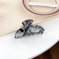 Minimalist large hair claw clip featuring black and white marble geometric patterns - Small Semi-circle 8.2cm / Black