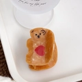 Cute amber acetate cartoon bear hair claw clip with a red heart design for women - Bear with Heart