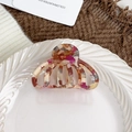 Pince à cheveux motif marbre rose et marron en forme de demi-lune arrondie - Multicolore Marbré Petit