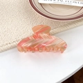 Pink and orange marbled PVC hair claw clip with a stylish minimalist shark design - Small Semi-circle 8.2cm / Light Orange