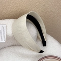 Cerchietto largo in maglia a coste color crema beige con fodera interna antiscivolo - Beige