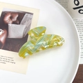 Elegant green and yellow marble acetate hair claw clip with a polished finish and minimalist design - Small Semi-circle 8.2cm / Yellow-Green
