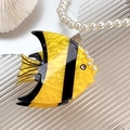 Pinza para el pelo de pez ángel en acrílico con rayas amarillas y negras y perlas - Amarillo