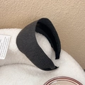 Deep gray wide knit headband with vertical ribbed texture and non-slip lining - Dark Gray