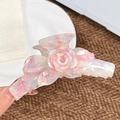 Pinza per capelli a forma di rosa in acetato con venature marmorizzate rosa e blu - Rosa