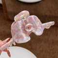 Französische Vintage-Haarklammer mit Orchideenblüte in Rosa-Creme-Marmormuster - Nude