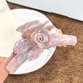 Elegante molletta a fiore in acetato con trama marmorizzata rosa e viola per acconciature - Floreale Grigio Rosa
