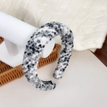Cerchietto fatto a mano in tweed bianco e nero con trama in maglia spessa da donna - Fascia Bianco E Nero