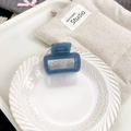Elegante molletta per capelli rettangolare blu opaco con pois rossi per donne - Piccolo Quadrato / Blu Nebbia a Pois Rossi