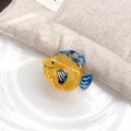 Haarklem van acetaat met schattig geel visontwerp en blauwe marmeren textuur - 5.4cm / Geel Blauwe Tropische Vis Stijl