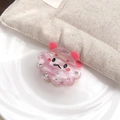 Roze gemarmerde acetaat haarklem in visvorm met strassteentjes en rode oortjes - 5.4cm / Dumbo Octopus Stijl