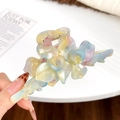 Stereoscopic rose hair claw in iridescent macaron colors with pearlescent acetate finish - Rainbow