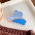 Creative acetate cowboy hat claw clip in blue and pink marble finish for women - Blue Hat