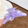 Pince à cheveux élégante en acétate violet avec rose 3D et finition nacrée - Violet