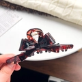 Elegante pinza per capelli a fiocco in resina tartarugata marrone ambra per donna - Rosso Marrone