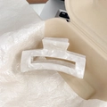 Elegante molletta per capelli in acetato con motivo marmo bianco e design a rettangolo - Bianco perla