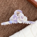 Elegant purple and white marble rose flower hair claw clip for women fashion hair accessory - Grape Purple
