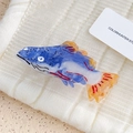 Blue and orange marbled acetate trout shaped hair claw clip for women's hairstyles - Blue White Fish Style