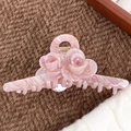 Elegant pearlescent pink rose flower hair claw clip with marble texture acetate finish - Colorful Light Red