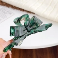 Pinza per capelli a fiocco verde scuro con trama marmorizzata per acconciature eleganti - Verde
