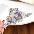 Pince à cheveux élégante en acétate d'ambre violette en forme de rose pour femmes - Violet Métallique