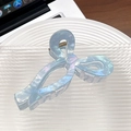 Pinza de pelo con lazo azul jaspeado y elegante acabado de gelatina para mujer - Azul Metálico