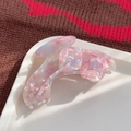 Pink and purple tulip acetate hair claw clip with pearlescent marble finish - Metallic Red