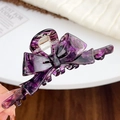 Pince à cheveux élégante en acétate marbre violet avec un design de nœud classique - Violet