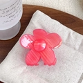 Elegante molletta per capelli a fiore rosa pesca in acetato con finitura opaca - Rosso Metallico